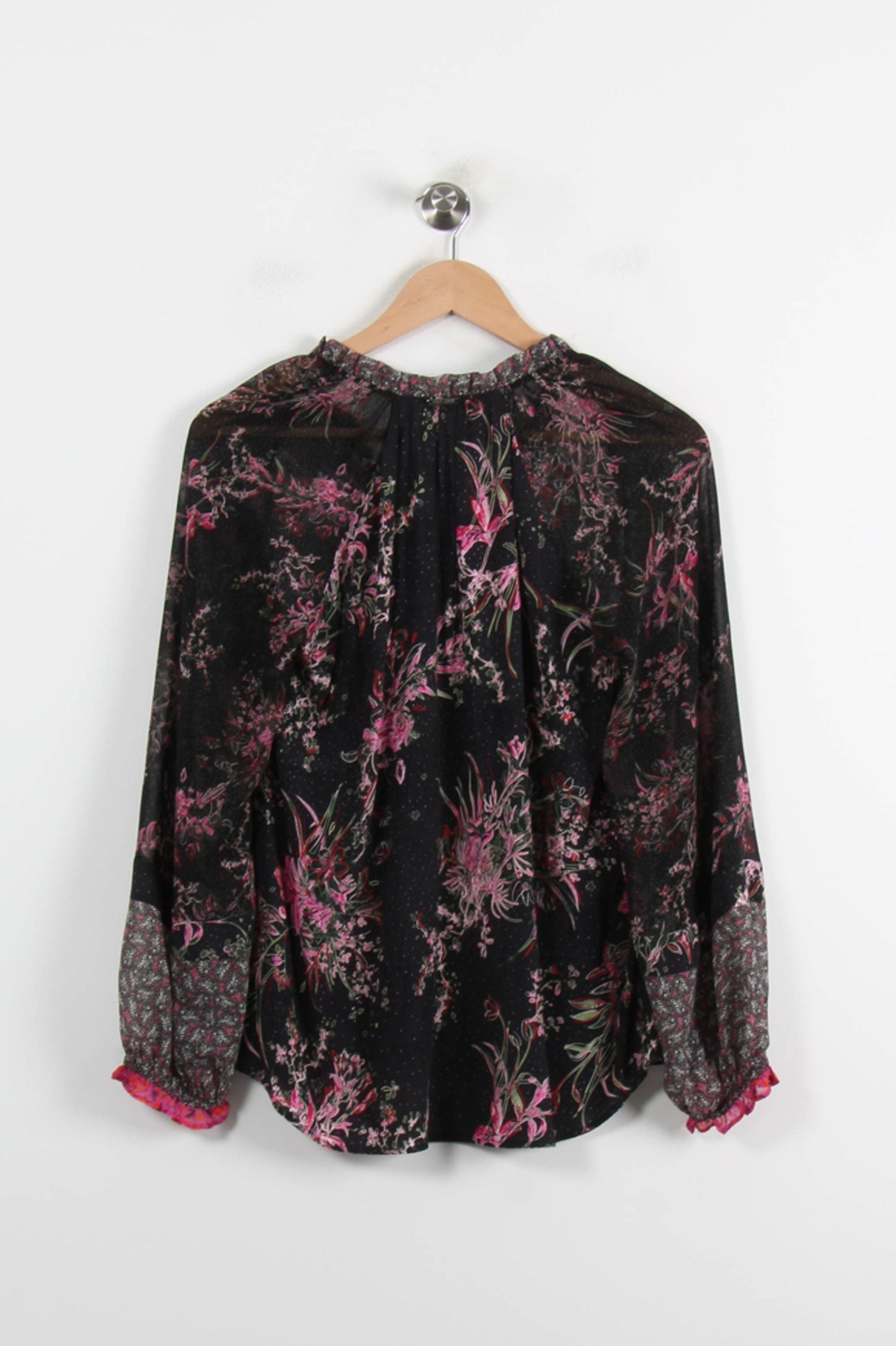 Blouse Noire et Rose - Taille S/36