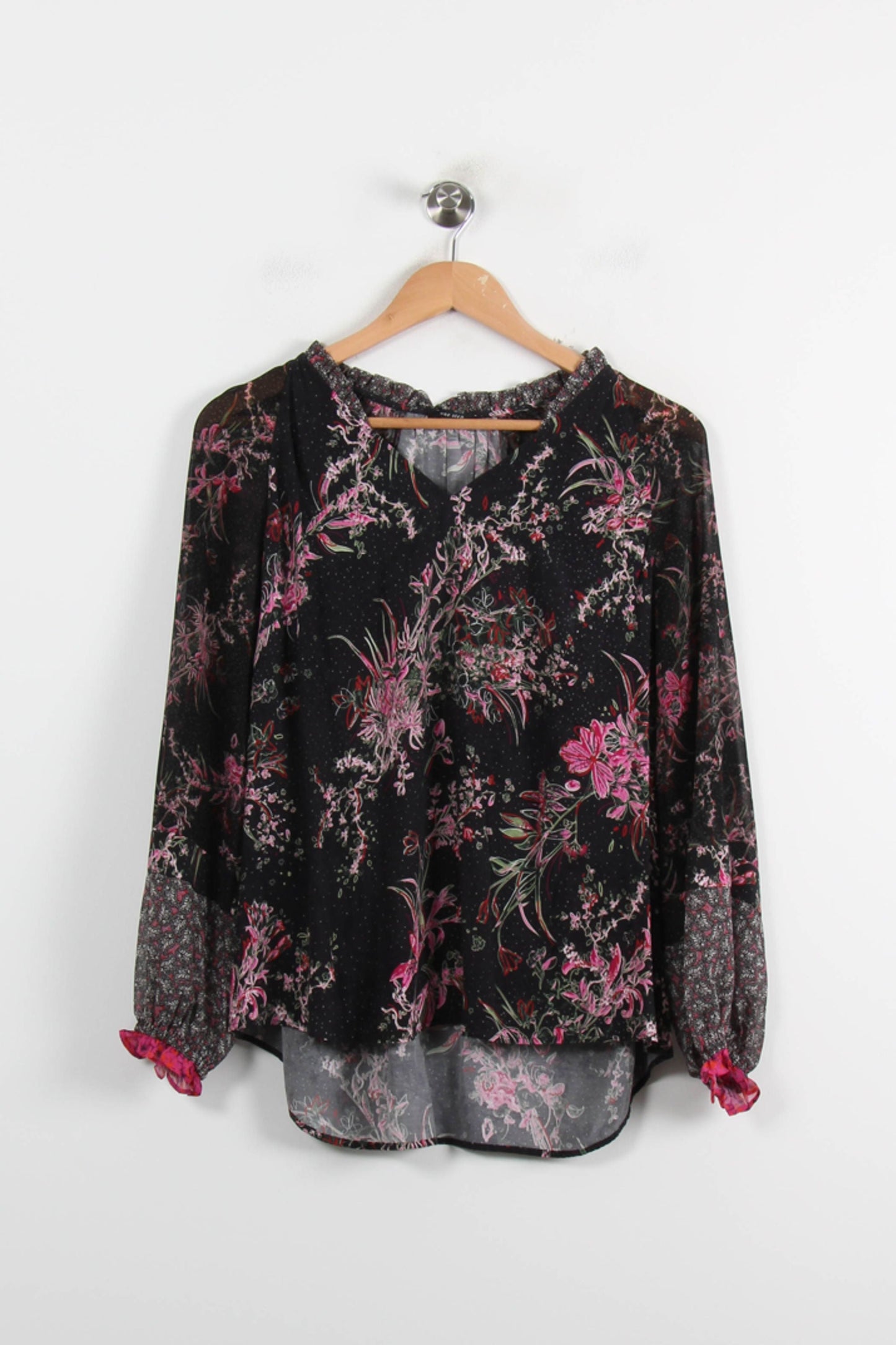 Blouse Noire et Rose - Taille M/38