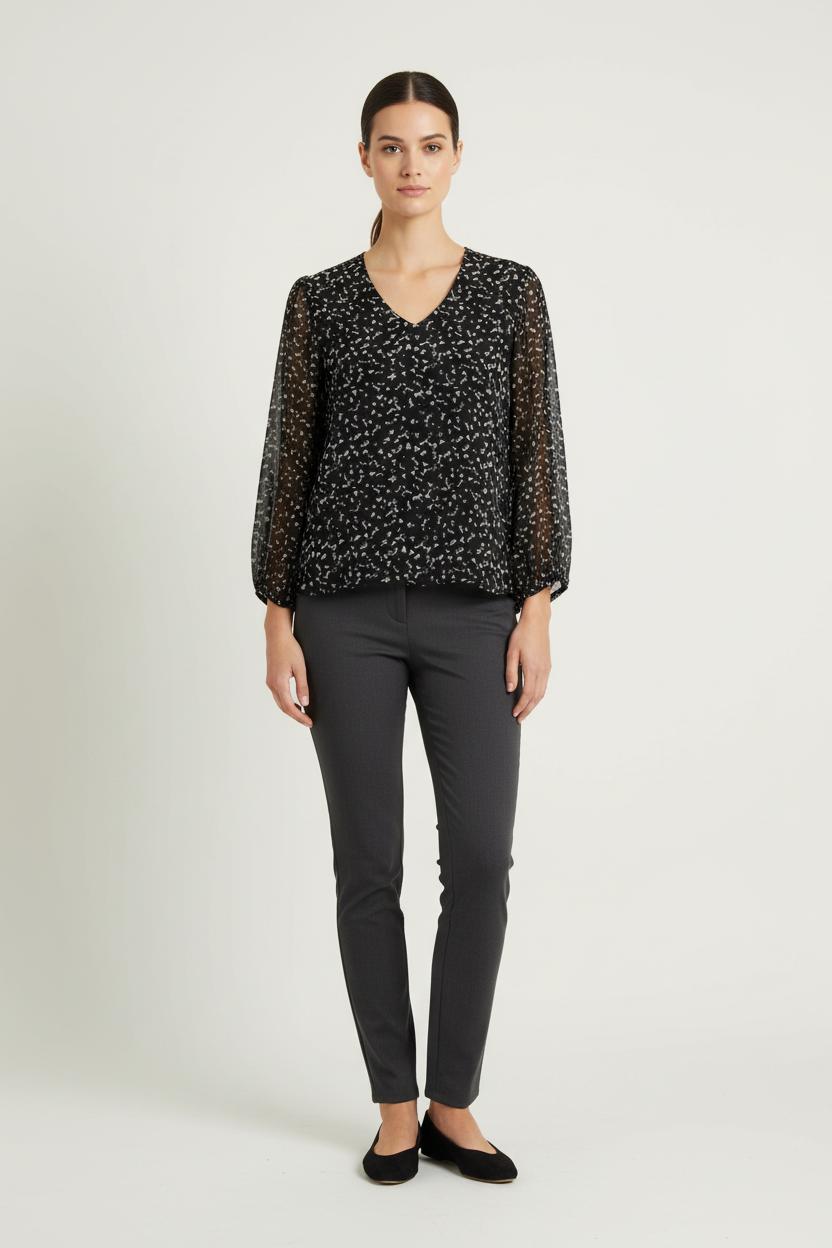 Blouse Noire et Blanche - Taille XS/34