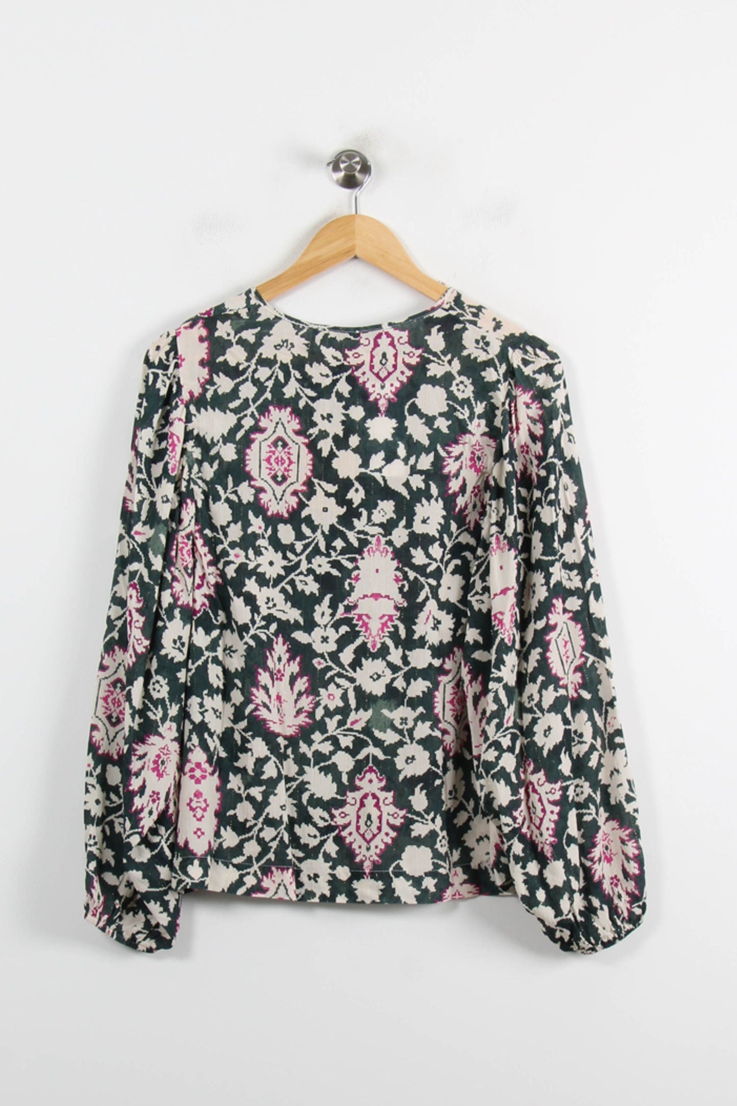 Blouse Imprimée Noir et Rose - Taille L/40