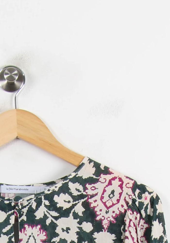 Blouse Imprimée Noir et Rose - Taille L/40