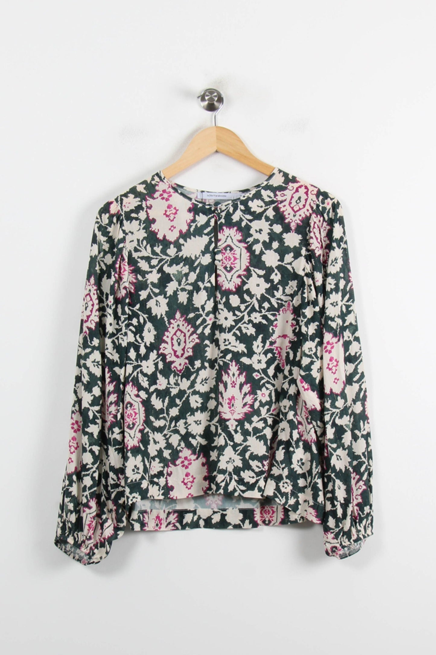 Blouse Imprimée Noir et Rose - Taille L/40