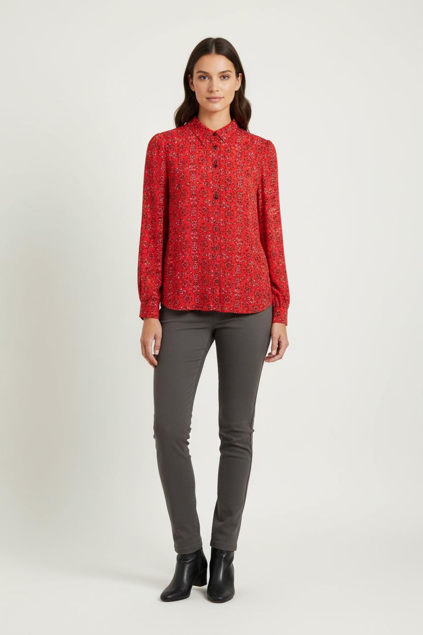 Blouse Rouge et Noire - Taille L/40