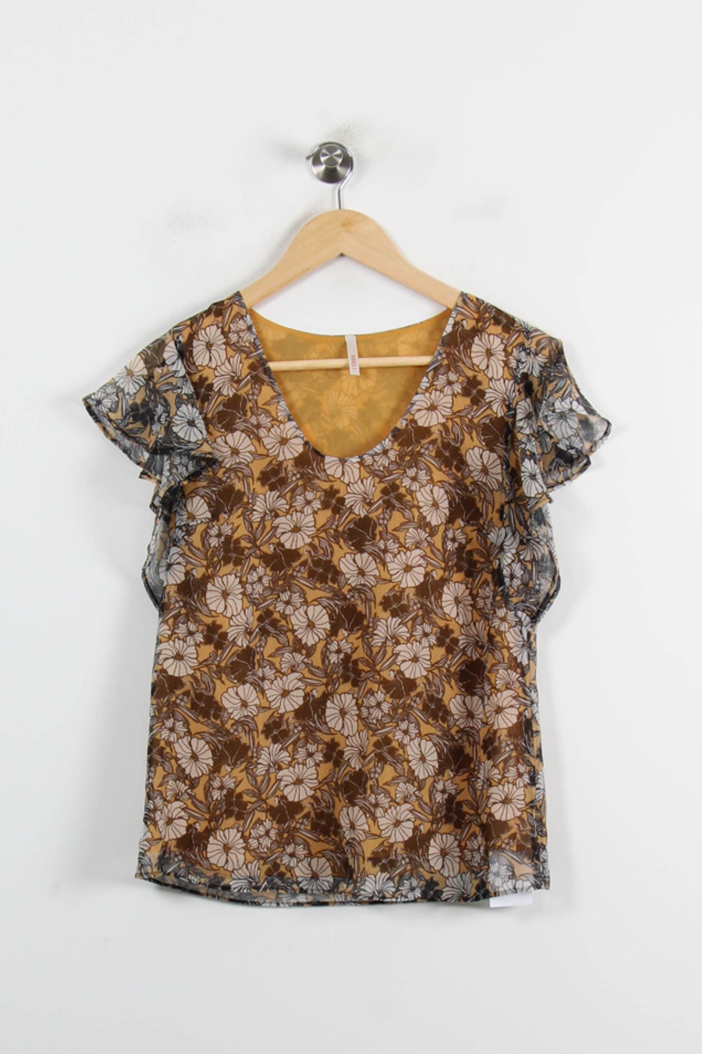 Blouse Jaune et Marron - Taille XS/34