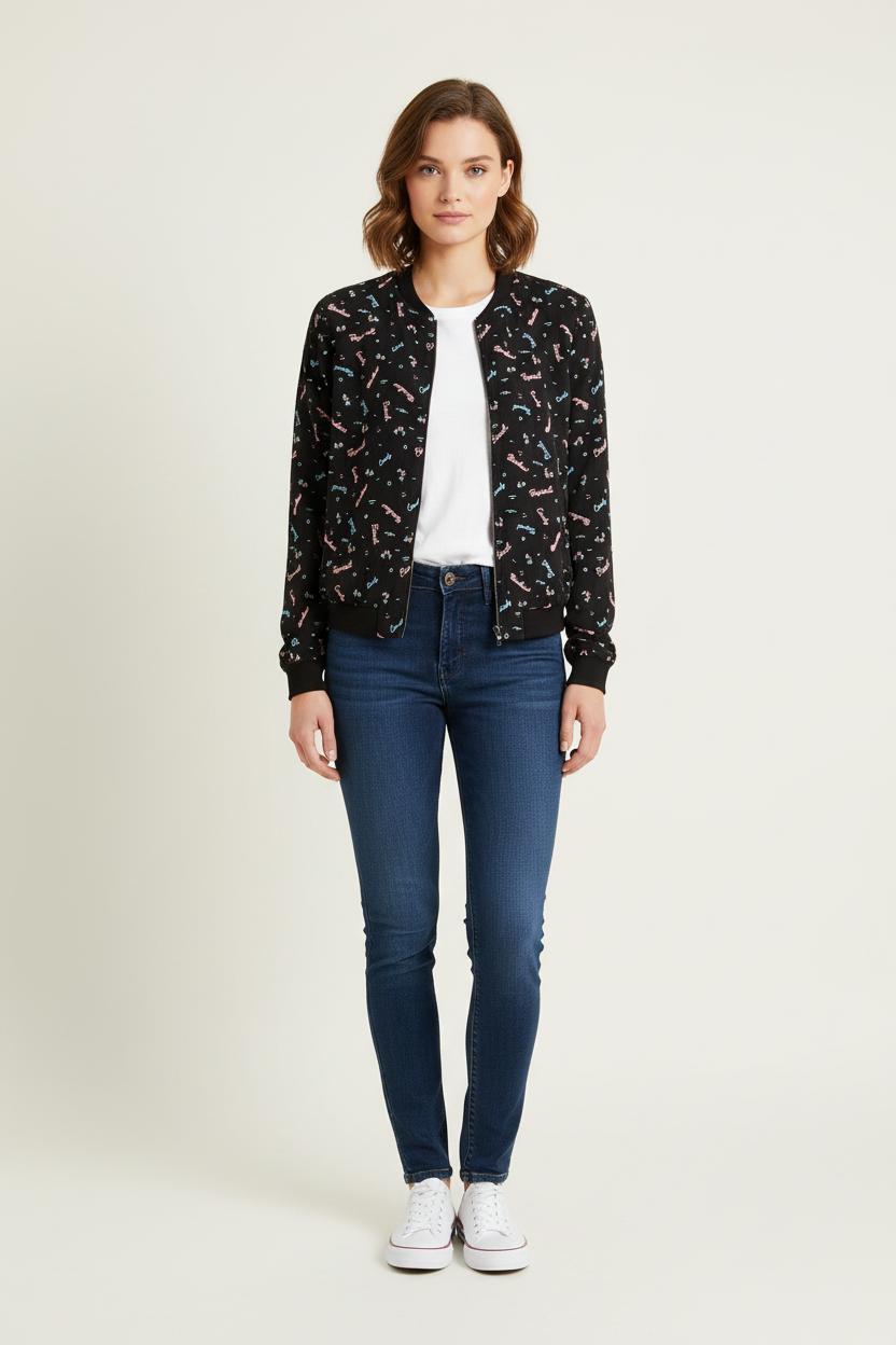 Blouson Noir et Rose - Taille S/36