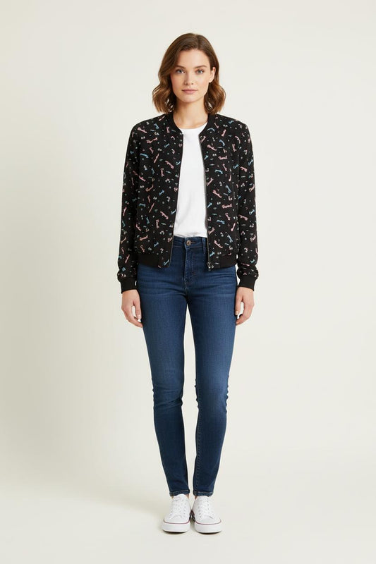 Blouson Noir et Rose - Taille S/36