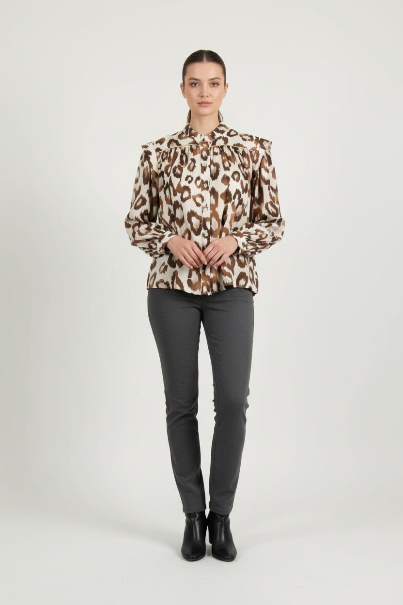 Blouse Léopard Beige et Marron - Taille L/40