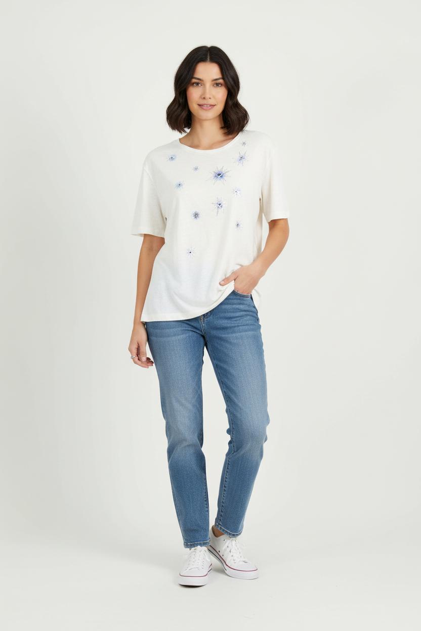 Tee-shirt Blanc et Bleu - Taille XL/42