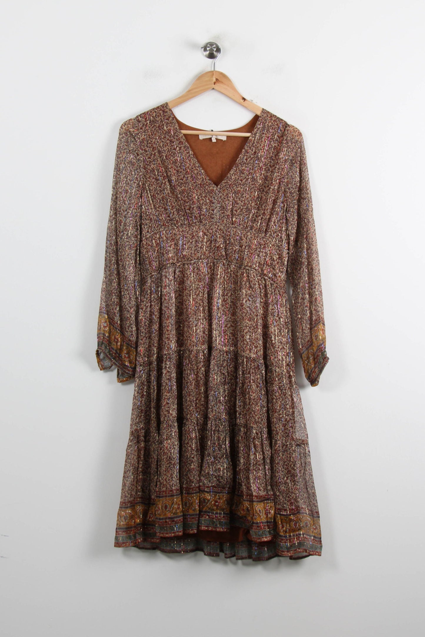 Robe Longue Marron et Jaune - Taille M/38