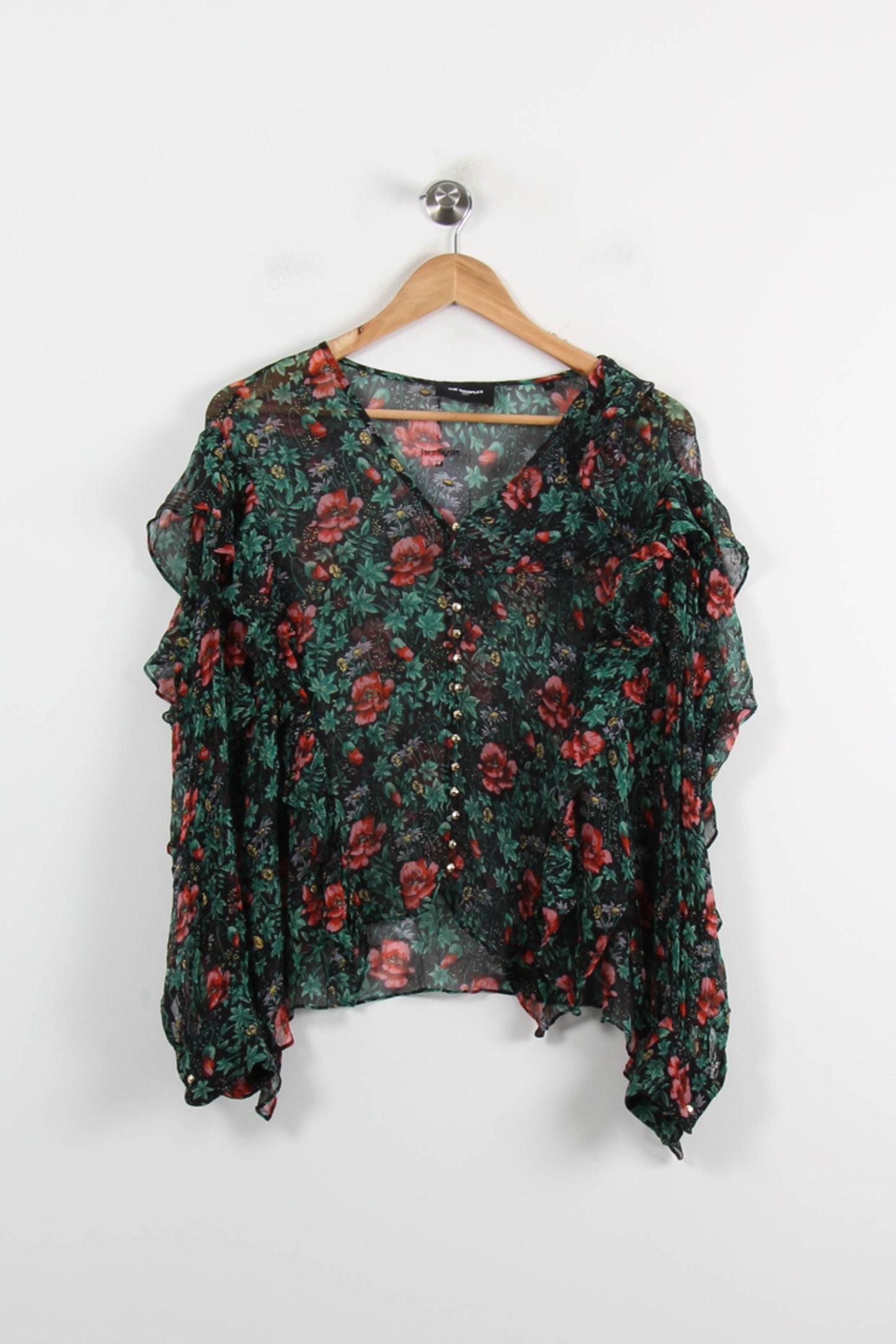 Blouse Verte et Rouge - Taille S/36