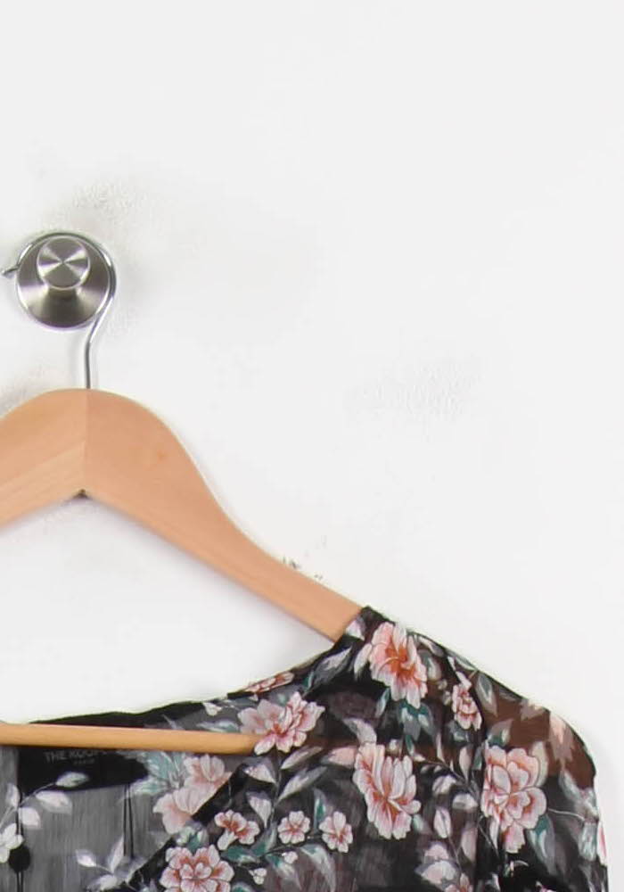 Blouse Noire et Rose - Taille S/36