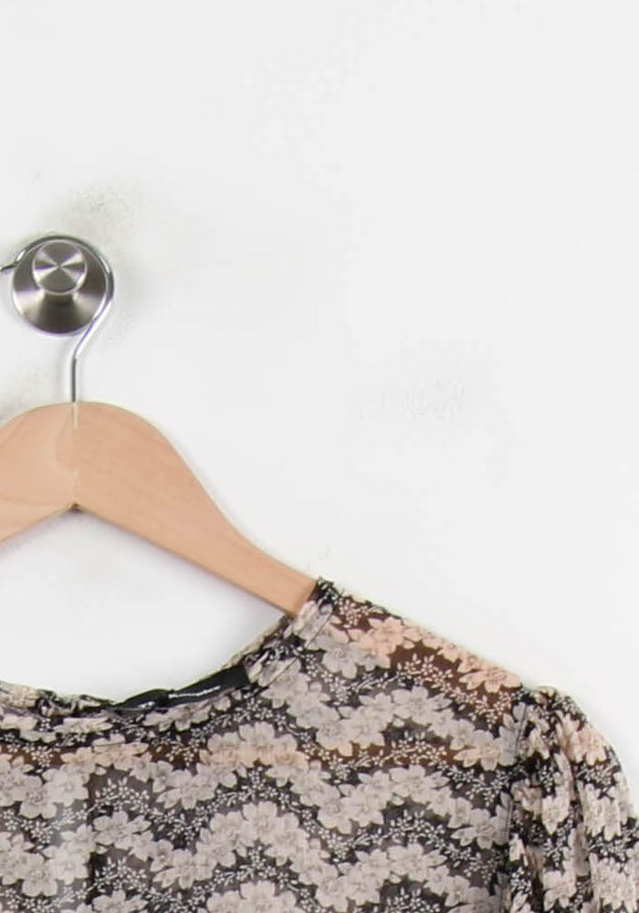 Blouse Beige et Noire - Taille S/36