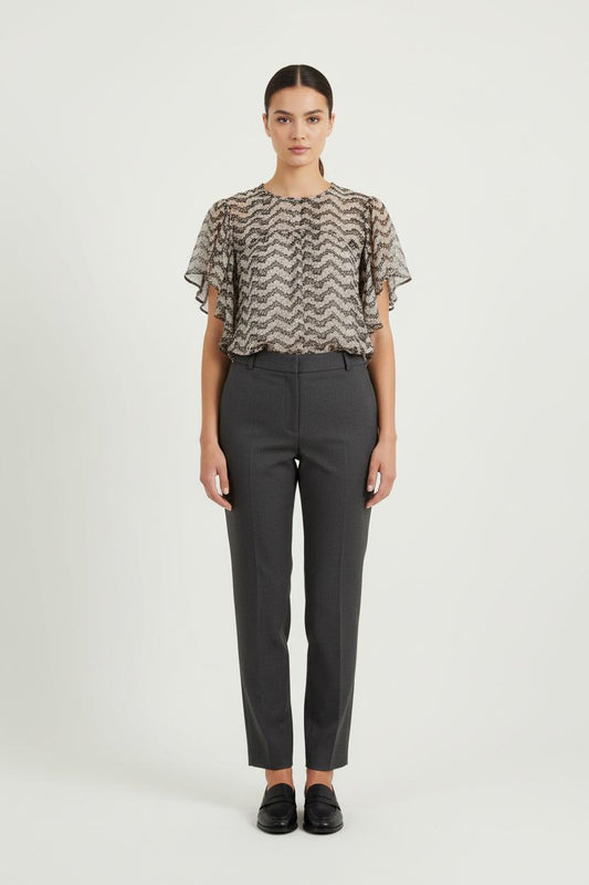 Blouse Beige et Noire - Taille S/36