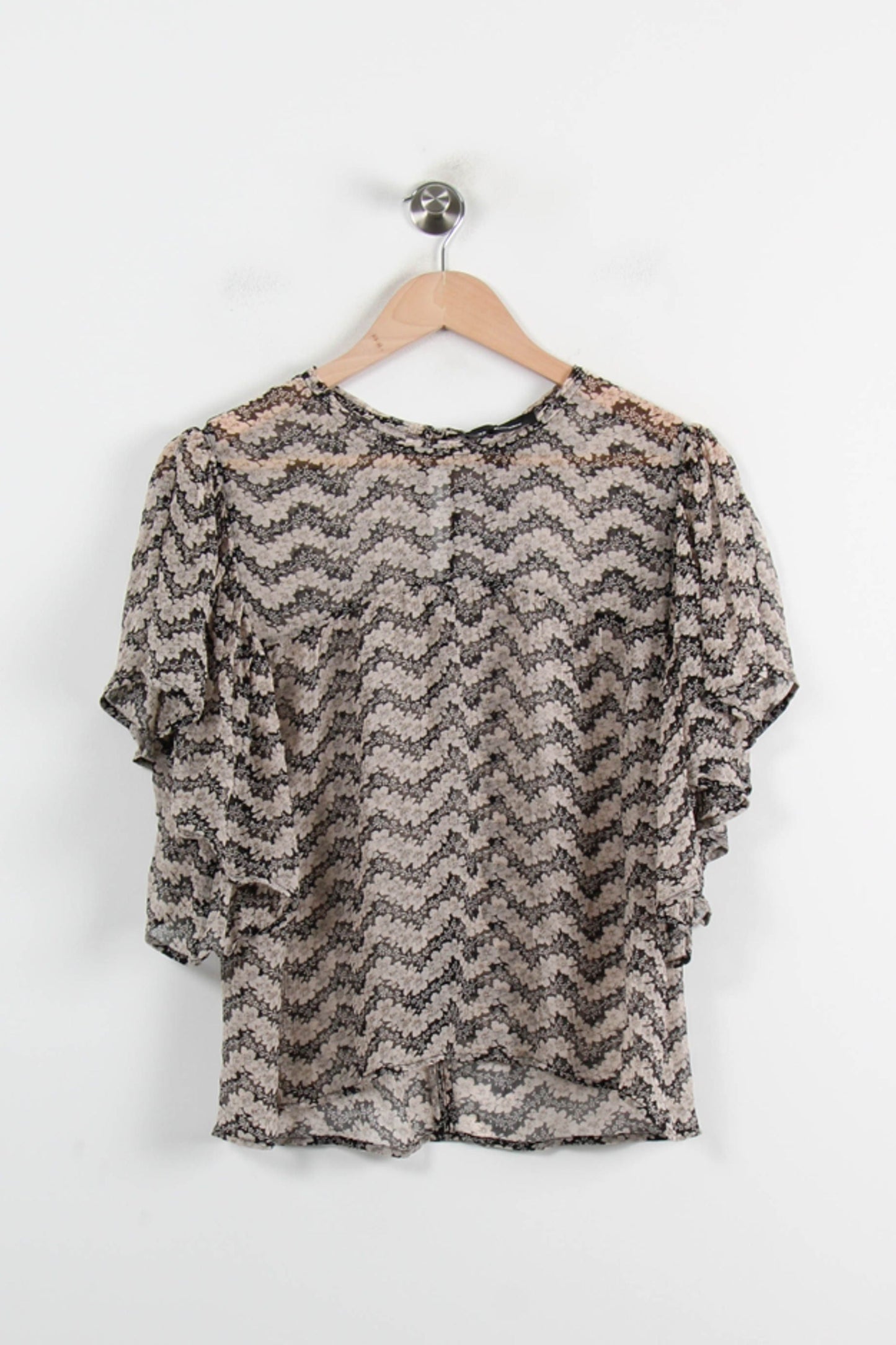 Blouse Beige et Noire - Taille S/36