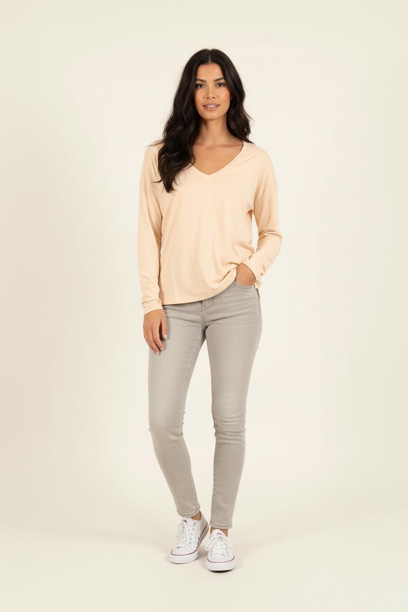 Tee-shirt Manches Longues Beige - Taille L/40