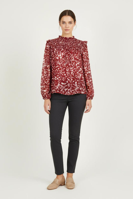 Blouse Bicolore Bordeaux et Blanche - Taille M/38