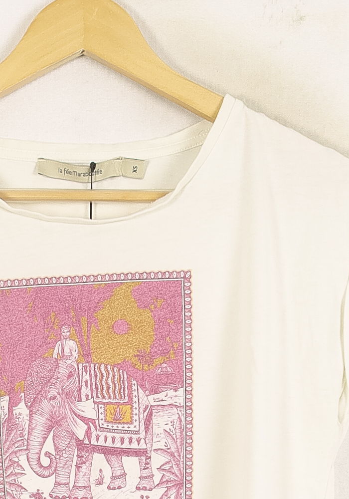 Tee-shirt Blanc et Rose - Taille XS/34