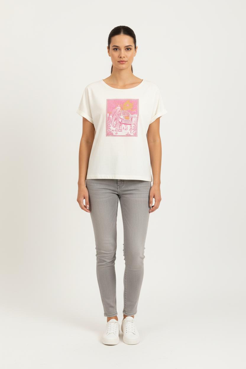 Tee-shirt Blanc et Rose - Taille XS/34