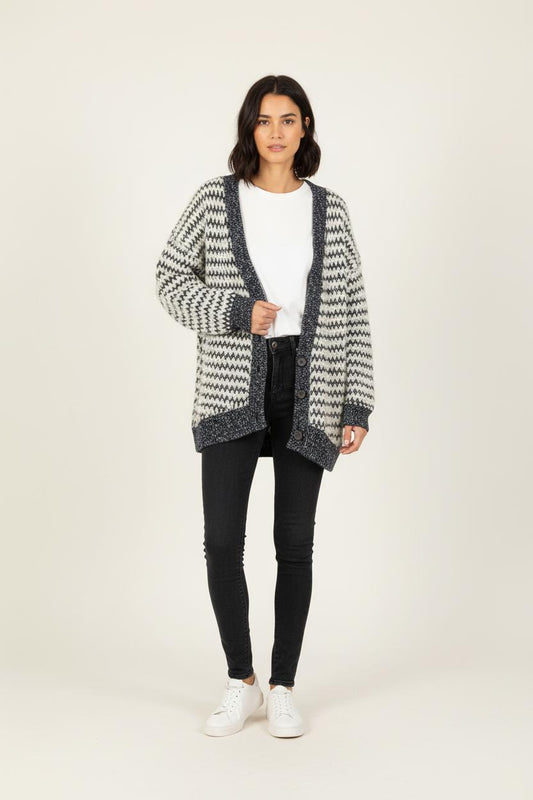 Cardigan Blanc et Noir - Taille S/36