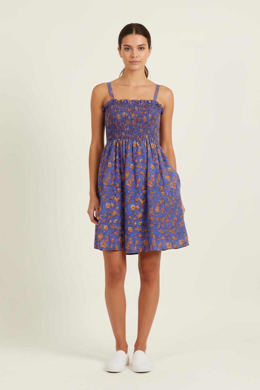 Robe Courte Bleue et Orange - Taille S/36