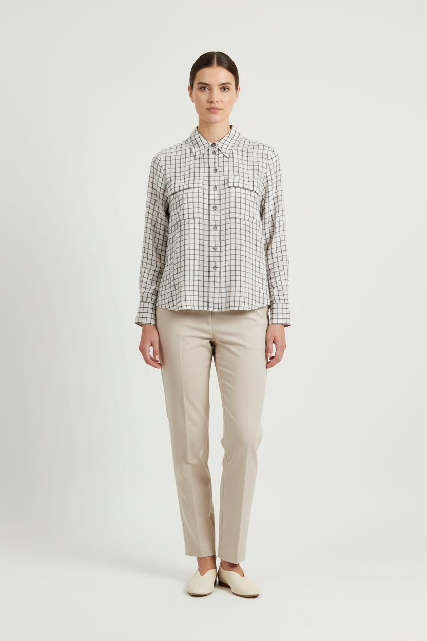 Chemise à Carreaux Beige et Noire - Taille M/38