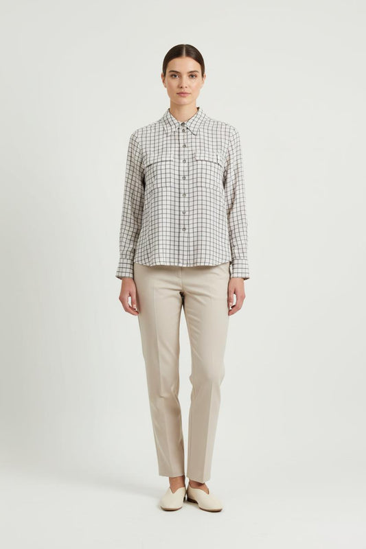 Chemise à Carreaux Beige et Noire - Taille M/38