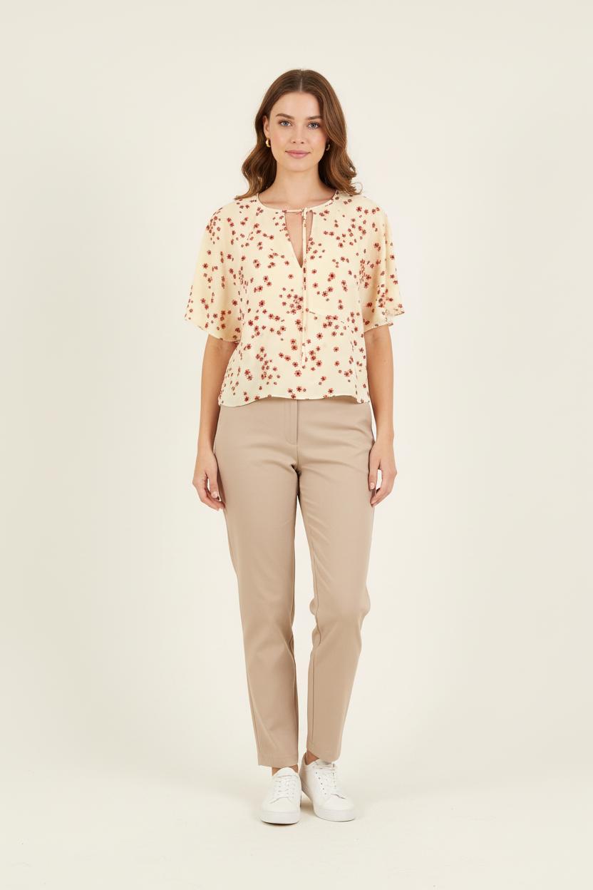 Blouse Crème et Rouge - Taille M/38