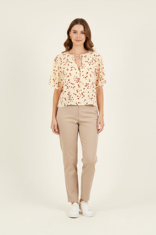 Blouse Crème et Rouge - Taille M/38