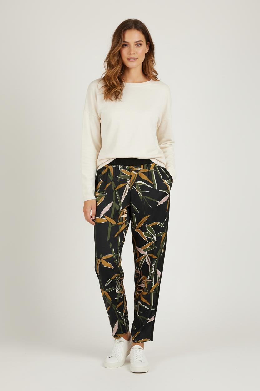 Pantalon Imprimé Noir et Vert - Taille XL/42