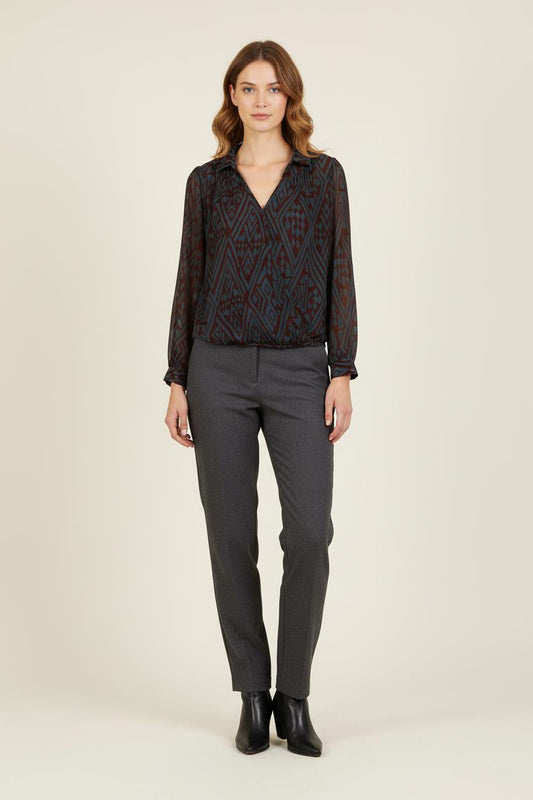 Blouse Bleue et Bordeaux - Taille S/36