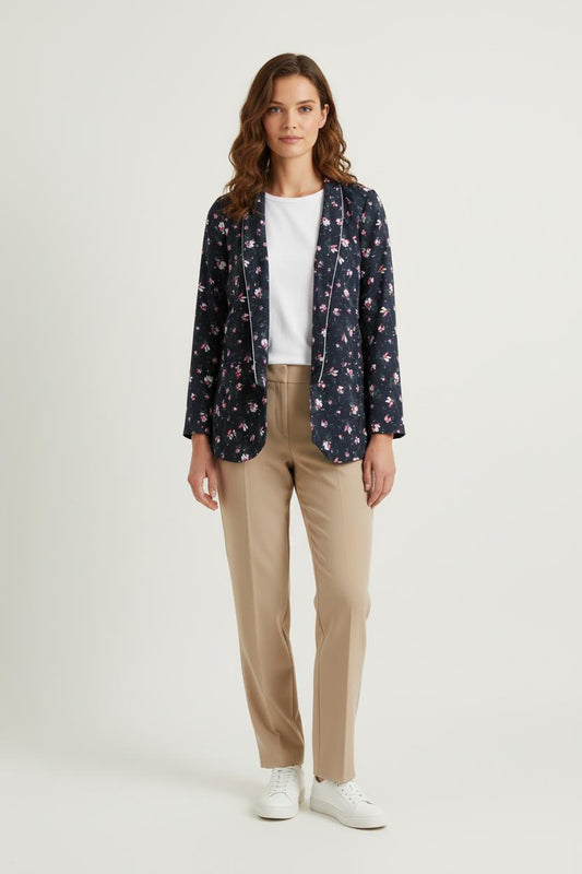 Blazer Fleuri Bleu Marine et Rose - Taille S/36