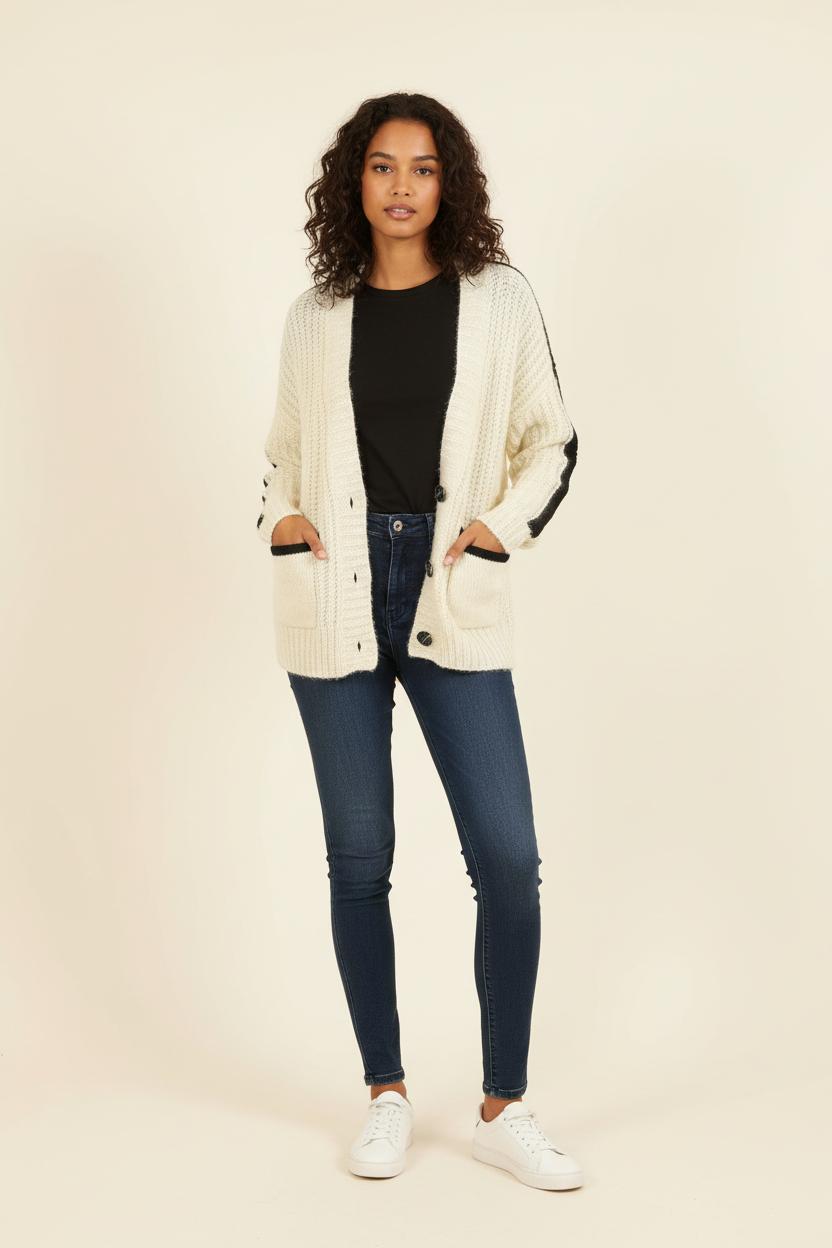 Cardigan Blanc et Noir - Taille S/36