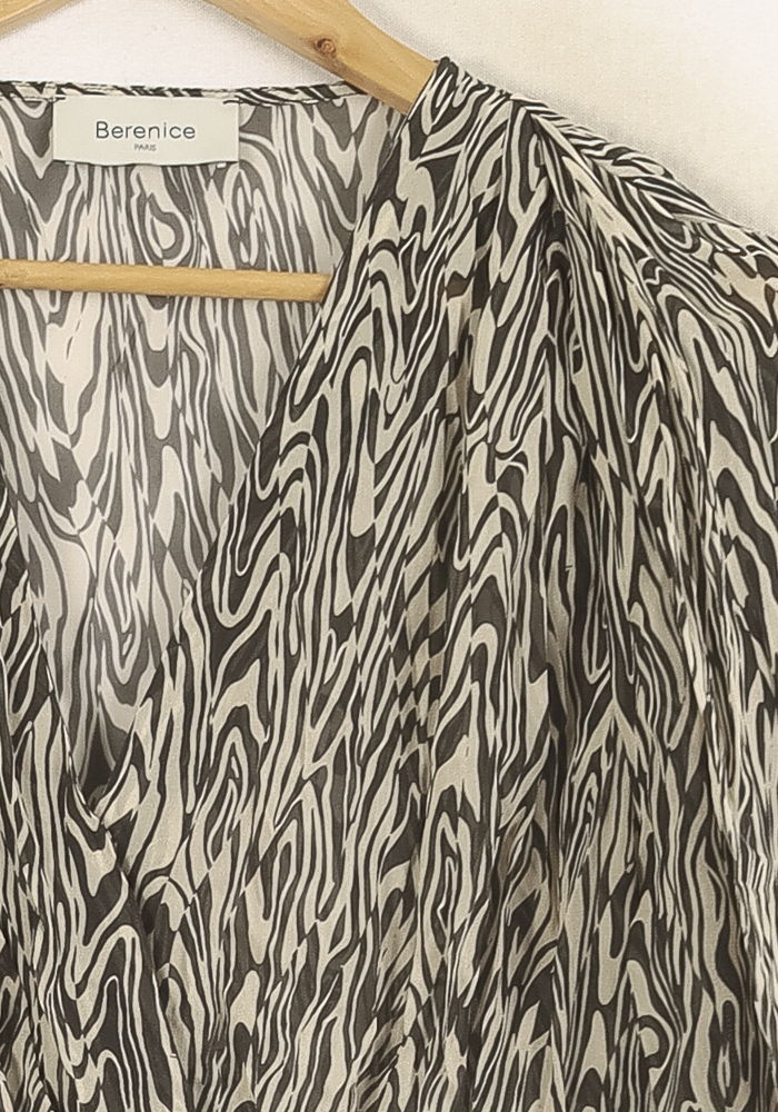 Blouse Beige et Noire - Taille S/36