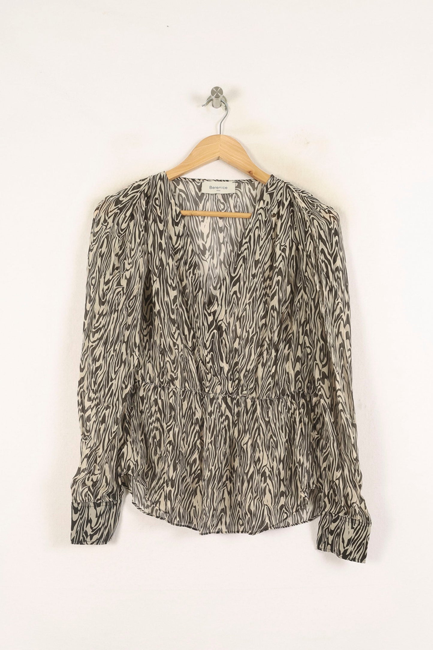 Blouse Beige et Noire - Taille S/36