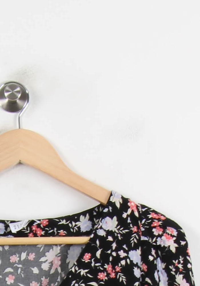 Blouse Fleurie Noire - Taille M/38