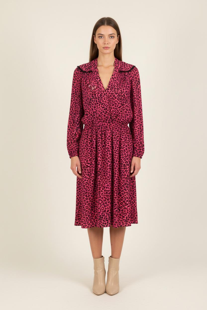 Robe Midi Rose et Noire - Taille XS/34