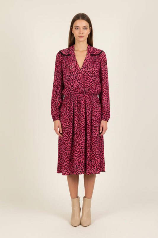 Robe Midi Rose et Noire - Taille XS/34