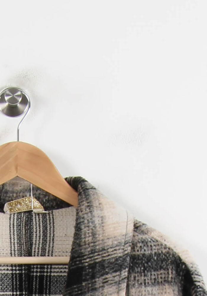 Manteau À Carreaux Noir et Beige - Taille S/36