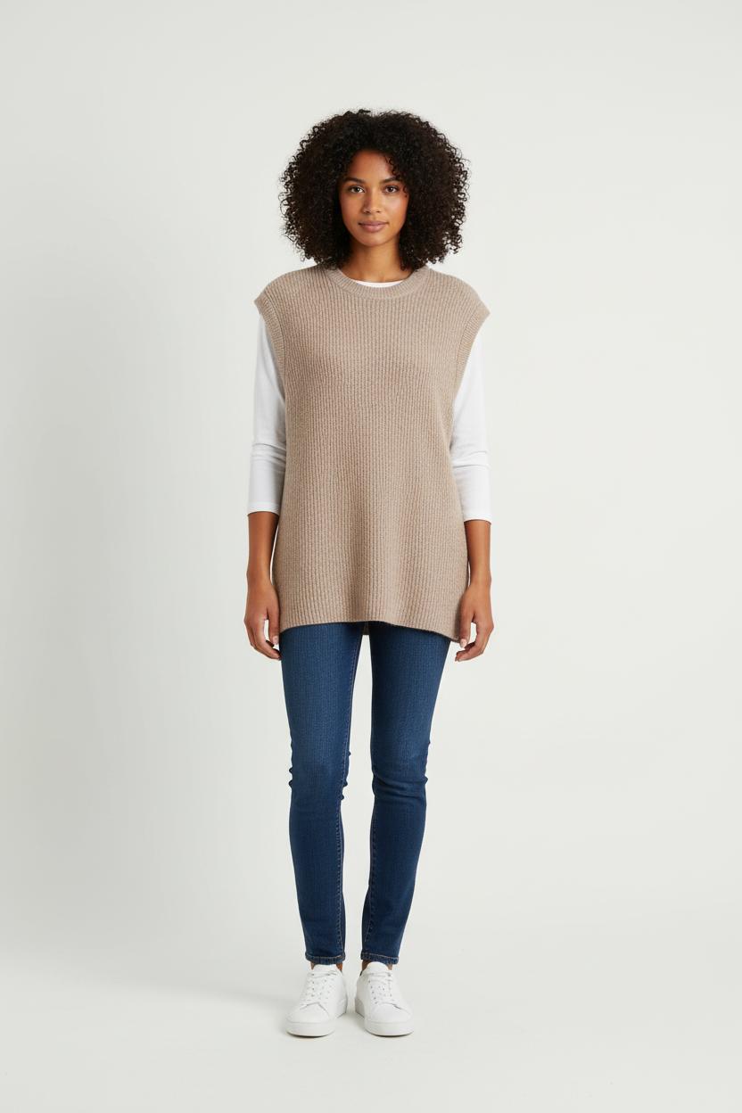 Pull Sans Manches Beige - Taille S/36