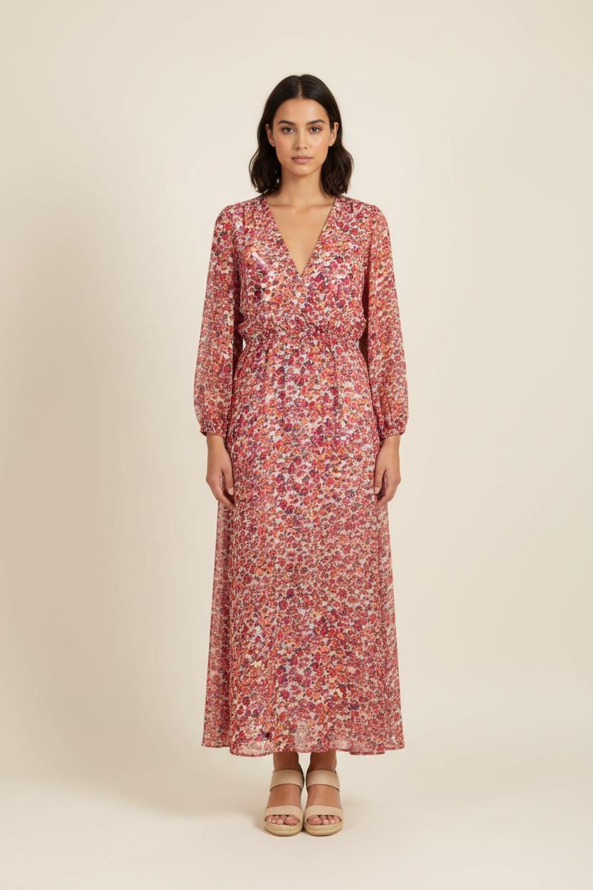 Robe Longue Rose et Rouge - Taille L/40