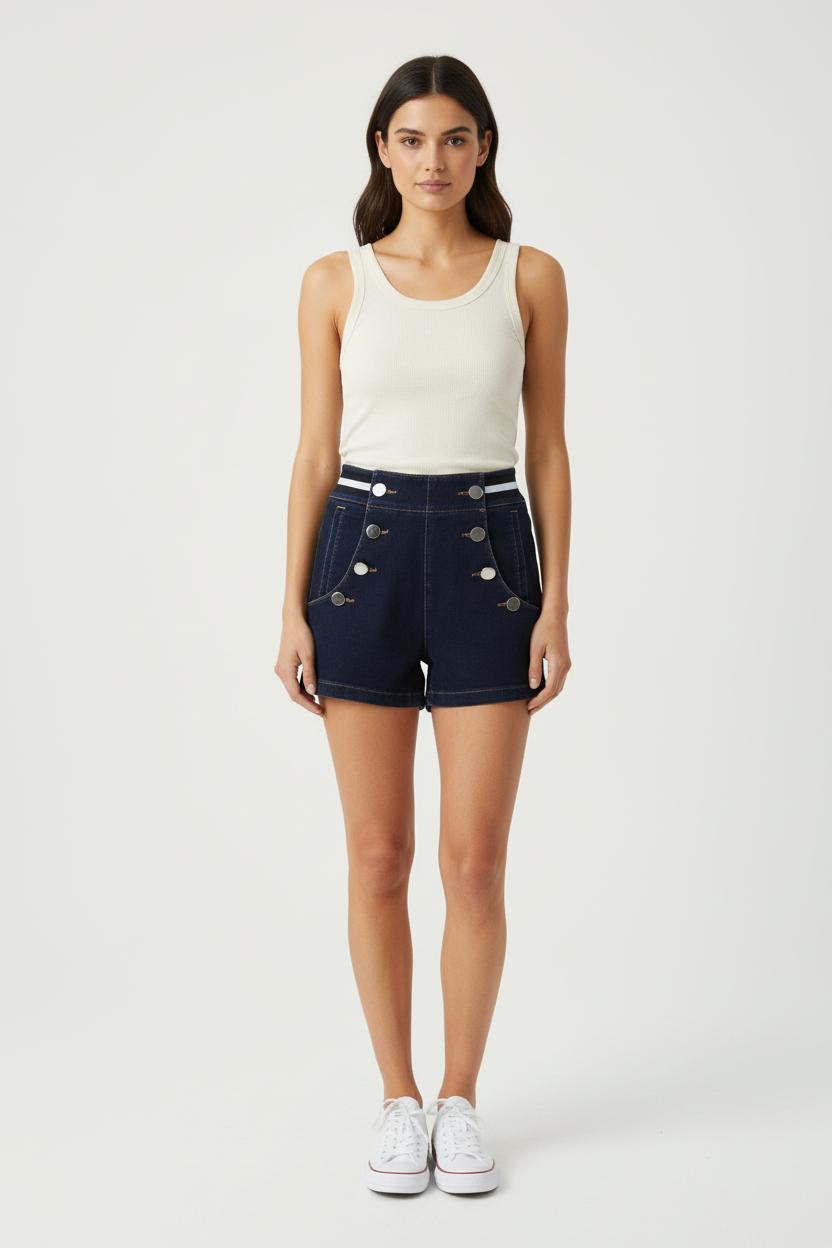 Short Taille Haute Bleu - Taille XS/34