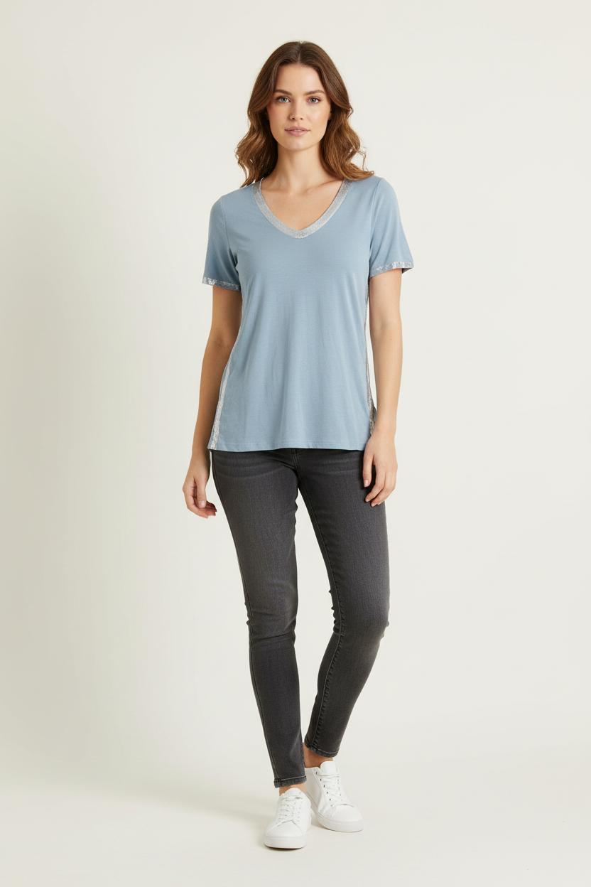 Tee-shirt Bleu et Argenté - Taille S/36