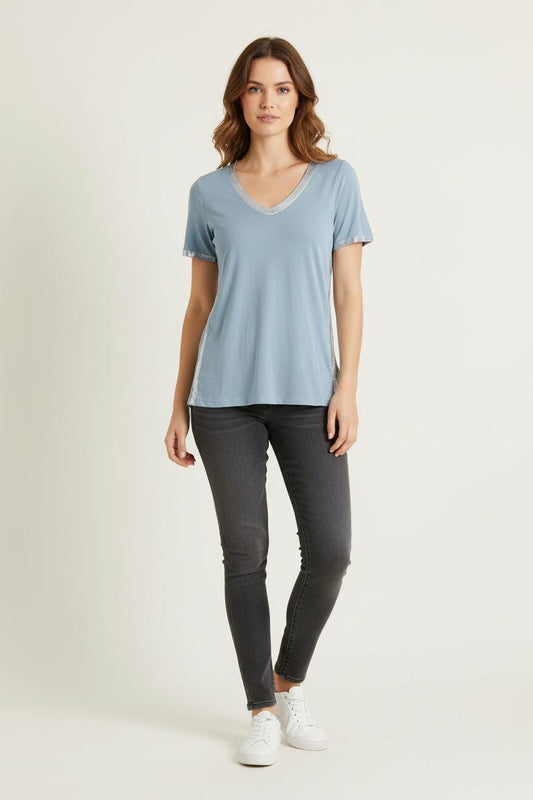Tee-shirt Bleu et Argenté - Taille S/36