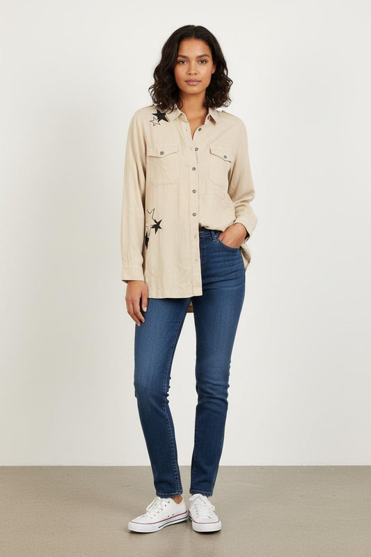 Surchemise Beige et Noire - Taille S/36