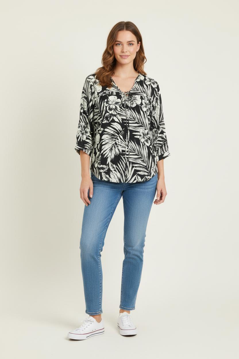 Blouse Noire et Blanche - Taille S/36