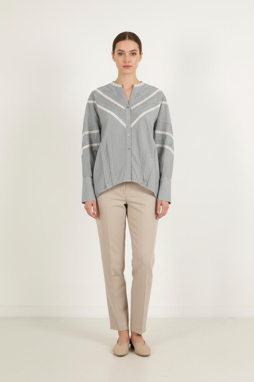 Blouse Bleue et Blanche - Taille S/36