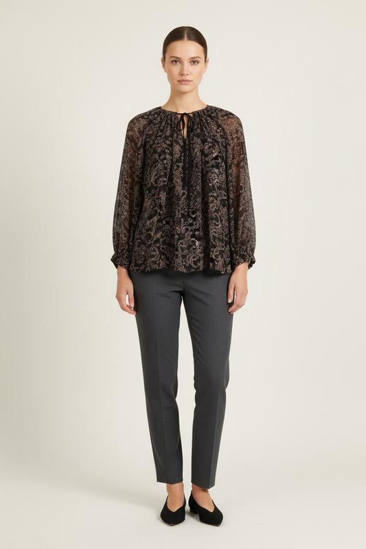 Blouse Noire et Beige - Taille S/36