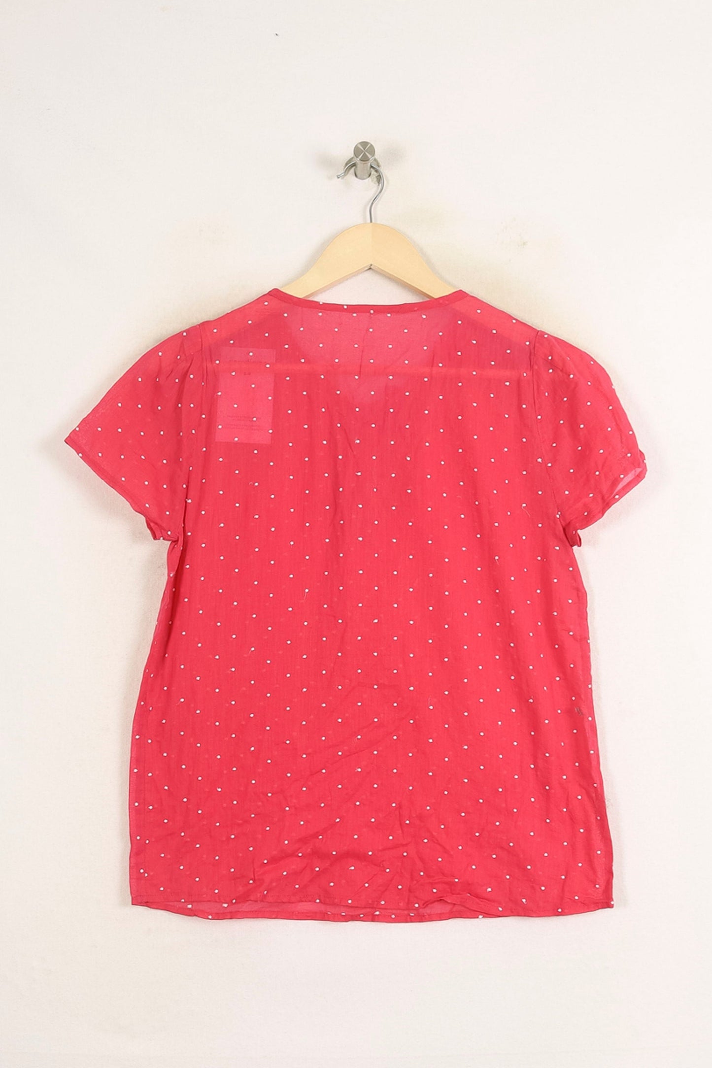 Blouse Rose à Pois Blancs - Taille S/36