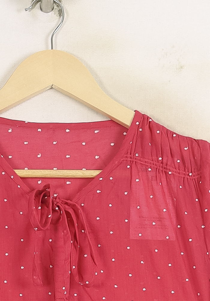 Blouse Rose à Pois Blancs - Taille S/36