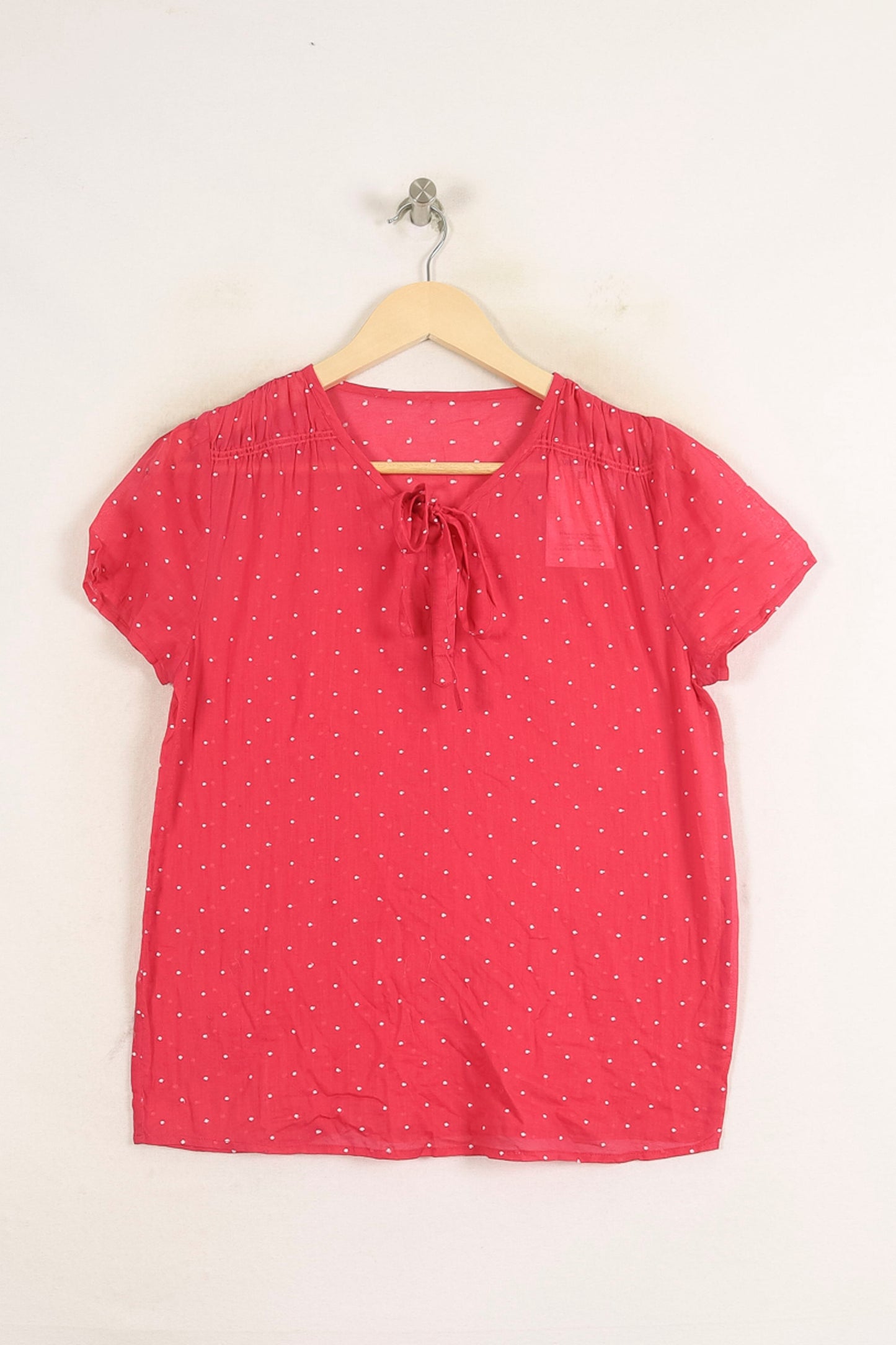 Blouse Rose à Pois Blancs - Taille S/36